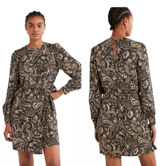 Boden Floral Wrap Skirt Long Sleeves Dress Size 8R - Picture 1 of 11
